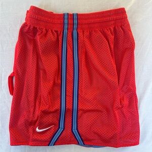 Nike Red Mesh Athletic Shorts with Blue Accents